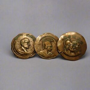 Vintage ROMA Copper Coin Brooch